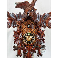 5 Leaf & Bird 1 Day Mechanical Carved Cuckoo Clock 28cm By HÖNES image