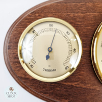 31cm Walnut Weather Station With Barometer Thermometer & Hygrometer By FISCHER (Small Blemish) image