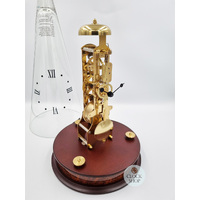 35cm Mahogany Mechanical Skeleton Table Clock With Glass Dome & Bell Strike By HERMLE image
