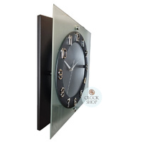 31cm Grey & Silver Silent Square Wall Clock By AMS image