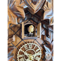 5 Leaf & Deer Battery Carved Cuckoo Clock 22cm By TRENKLE image