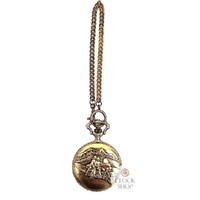 48mm Gold Unisex Pocket Watch With Couple On Motorbike By CLASSIQUE (Roman) image