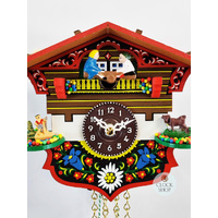 Swiss House Battery Chalet Clock With Seesaw & Swinging Doll 14cm By TRENKLE image