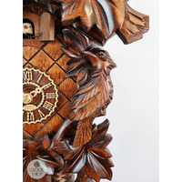 5 Leaf & Bird 8 Day Mechanical Carved Cuckoo Clock With Side Birds 35cm By TRENKLE image