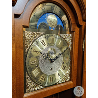 196cm Walnut Grandfather Clock With Triple Chime & Moon Dial & Full Glass Door By AMS image