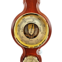 55cm Cherry Traditional Weather Station With Barometer Thermometer & Hygrometer By FISCHER image