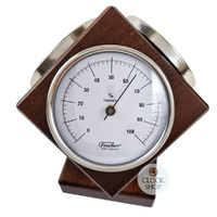 15cm Walnut Weather Station Cube With Barometer Thermometer & Hygrometer By FISCHER image