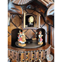 5 Leaf & Bird Battery Carved Cuckoo Clock With Dancers 35cm By TRENKLE image