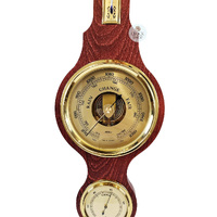 71cm Mahogany Traditional Weather Station With Barometer Thermometer & Hygrometer By FISCHER image