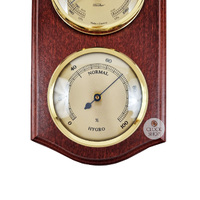 26cm Mahogany Weather Station With Barometer Thermometer & Hygrometer By FISCHER image