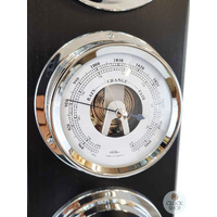 51cm Black Weather Station With Barometer Thermometer Hygrometer & Tide Clock By FISCHER image