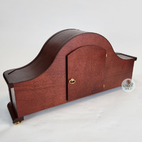 18cm Mahogany Mechanical Tambour Mantel Clock With Westminster Chime & Gold Dial By HERMLE image