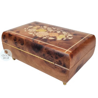 Burlwood Ballerina Musical Jewellery Box With Floral Inlay (Tchaikovsky- Swan Lake) image