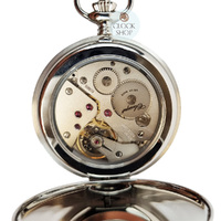 4.9cm Stainless Steel Mechanical Pocket Watch With Open Skeleton Back By CLASSIQUE (Roman) image