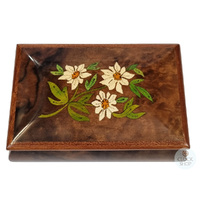 Wooden Musical Jewellery Box With Edelweiss Flowers- Large (Edelweiss) image