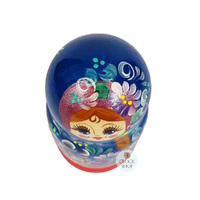 Floral Russian Dolls- Blue 16cm (Set Of 5) image