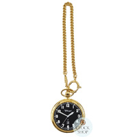 4.8cm Gold Plated Open Dial Pocket Watch By CLASSIQUE (Black Arabic) image