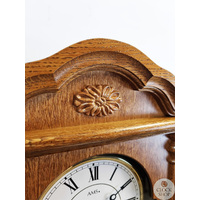 68cm Oak 8 Day Mechanical Chiming Wall Clock With Columns By AMS image