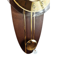 54cm Walnut & Gold Oblong Pendulum Wall Clock By AMS image