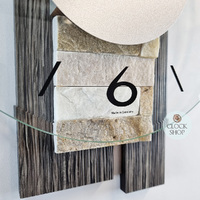 40cm Stone Inlay & Charcoal Wall Clock With Glass Dial By AMS image