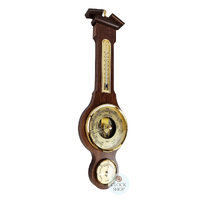 54cm Walnut Traditional Weather Station With Barometer Thermometer & Hygrometer By FISCHER image