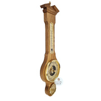 54cm Oak Traditional Weather Station With Barometer Thermometer & Hygrometer By FISCHER image