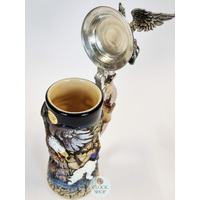 Griffin Beer Stein With Pewter Griffin On Lid 0.75L By KING image