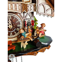 Children on Seesaw & Water Wheel Battery Chalet Cuckoo Clock 34cm By ENGSTLER image