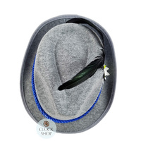 Grey & Blue Trilby Party Hat With Feather image