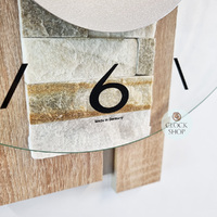 40cm Stone Inlay & Beech Wall Clock With Glass Dial By AMS image