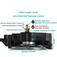 German Euroshaft Chiming Pendulum Step Clock Movement By UTS (16mm Shaft) image