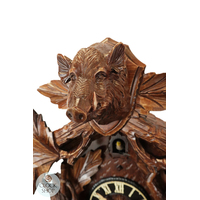 Hunting Scene With Boar Head 8 Day Mechanical Carved Cuckoo Clock 51cm By GERHARD SCHMIEDER image