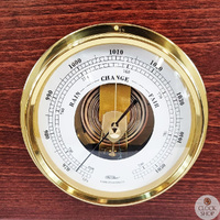 38cm Mahogany Weather Station With Quartz Clock & Barometer By FISCHER image