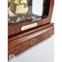30cm Walnut & Burlwood Mechanical Skeleton Table Clock With Bell Strike By HERMLE image