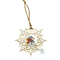 9cm Wooden Christmas Star Hanging Decoration- Assorted Designs image