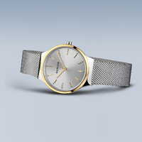 Gift Set- 31mm Classic Collection Gold & Silver Womens Watch With Silver Dial & Bracelet By BERING image