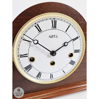 21cm Walnut Mechanical Tambour Mantel Clock With Westminster Chime By AMS  image