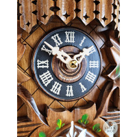 5 Leaf & Bird With Blue Flowers Battery Carved Cuckoo Clock With Dancers 37cm By ENGSTLER image