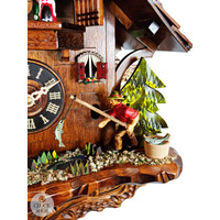 Fisherman Battery Chalet Cuckoo Clock With Dancers And Waterwheel 33cm By ENGSTLER image