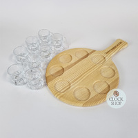 Round Schnapps Serving Board With 8 Glasses image