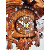 5 Leaf & Deer Battery Carved Clock 14cm By TRENKLE image