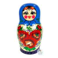 Kirov Russian Dolls- Blue Scarf & Purple Dress 26cm (Set Of 10) image