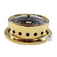 12.5cm Polished Brass Black Barometer With Thermometer & Hygrometer By FISCHER image