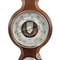 55cm Walnut & Silver Traditional Weather Station With Barometer Thermometer & Hygrometer By FISCHER image