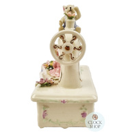 Porcelain Sewing Machine Music Box With Mice (Rodgers- My Favourite Things) image