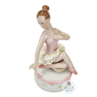 Sitting Ballerina Figurine Porcelain Music Box (Tchaikovsky- Swan Lake) image