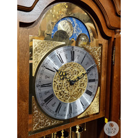 196cm Walnut Grandfather Clock With Westminster Chime & Moon Dial By HERMLE image