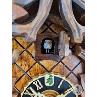 5 Leaf & Bird 8 Day Mechanical Carved Cuckoo Clock With Hand Painted Bird 35cm By HÖNES image