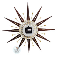 49cm Wolcott Brass & Walnut Starburst Wall Clock By ACCTIM image