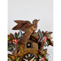 5 Leaf & Bird With Red Flowers 1 Day Mechanical Carved Cuckoo Clock 22cm By ENGSTLER image